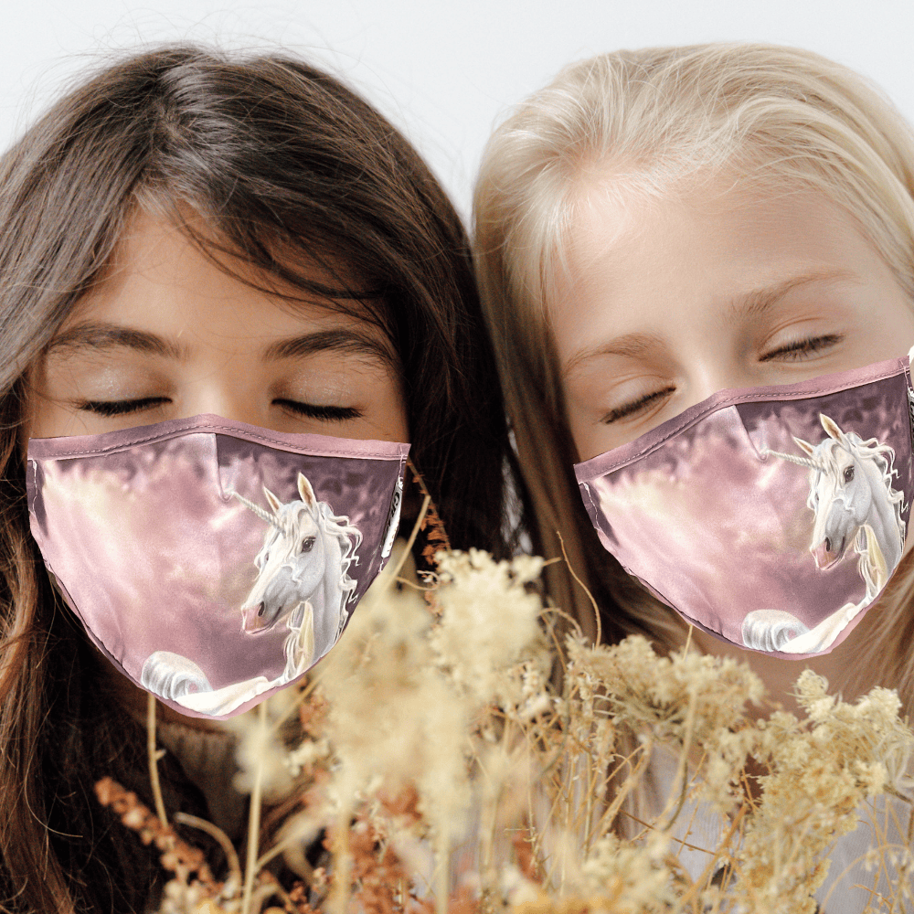 Premium Child Face Mask Set - 3 Layer 100% Cotton Reusable Face Mask  - Unicorn Child Face masks