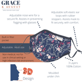 Premium Face Mask Set - 3 Layer 100% Cotton Reusable Face Mask  - Blue Dream Face masks