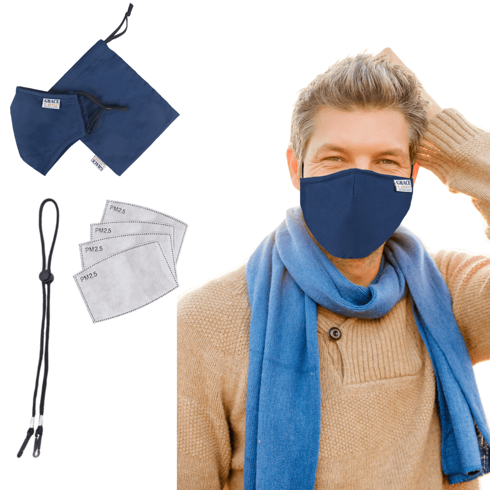 Premium Face Mask Set - 3 Layer 100% Cotton Reusable Face Mask - Navy Face masks