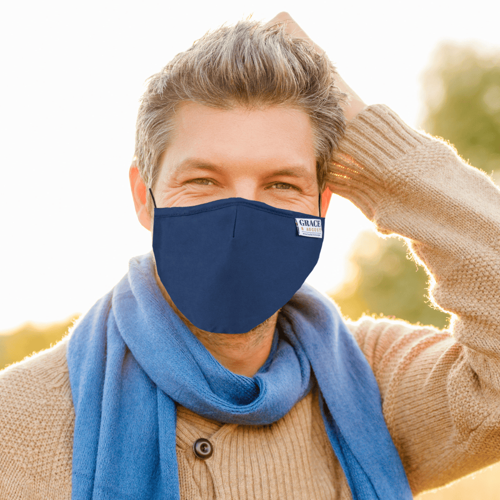 Premium Face Mask Set - 3 Layer 100% Cotton Reusable Face Mask - Navy Face masks