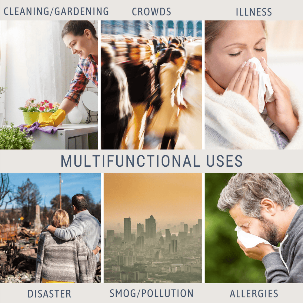 Premium Face Mask Set - 3 Layer 100% Cotton Reusable - Matching bag, lanyard, 4xPM2.5 filters - Black Face masks