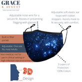 Premium Face Mask Set - 3 Layer Reusable -Galaxy Large Size Face masks