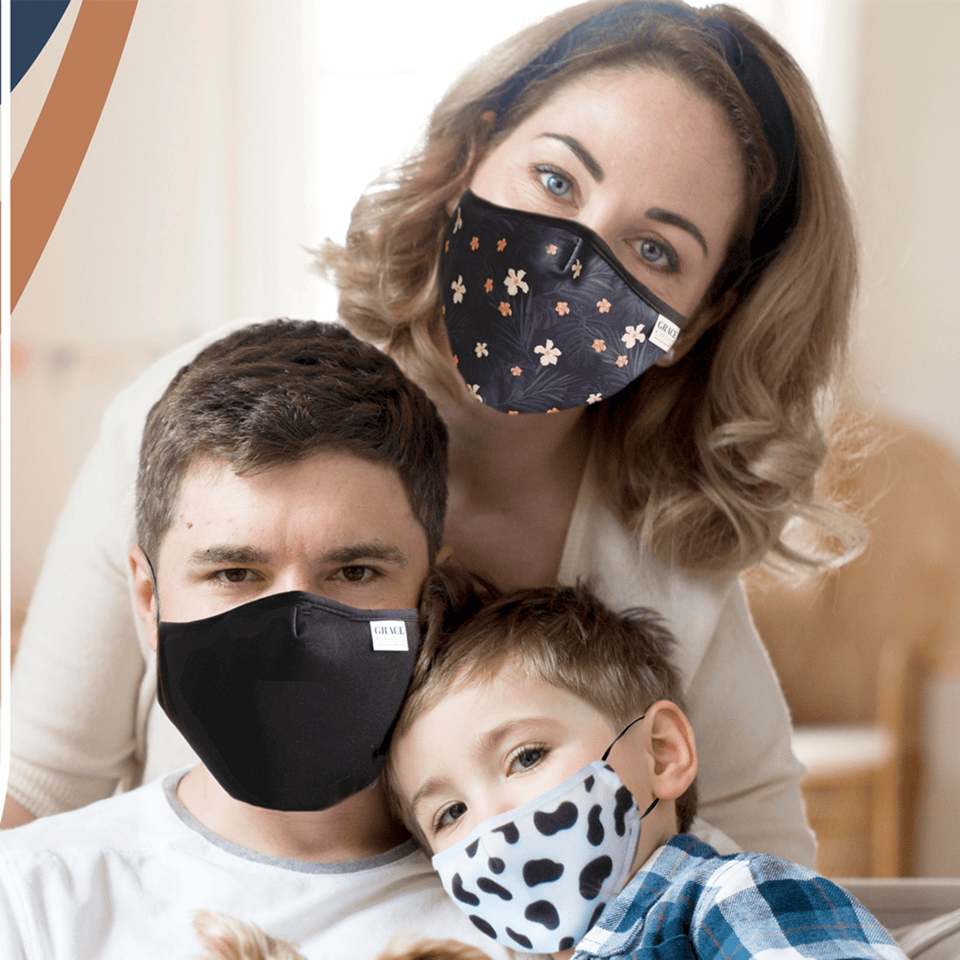 Reusable Fabric  Face Mask - with nose wire, Filter Pocket and two 2.5 Filters- Little Flower Face masks