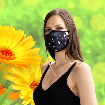 Reusable Fabric  Face Mask - with nose wire, Filter Pocket and two 2.5 Filters- Little Flower Face masks
