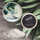Sea Salt & Sage Botanical Soy Candle – Gold Tin with Crystals Candles