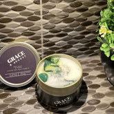 Sea Salt & Sage Botanical Soy Candle – Gold Tin with Crystals Candles