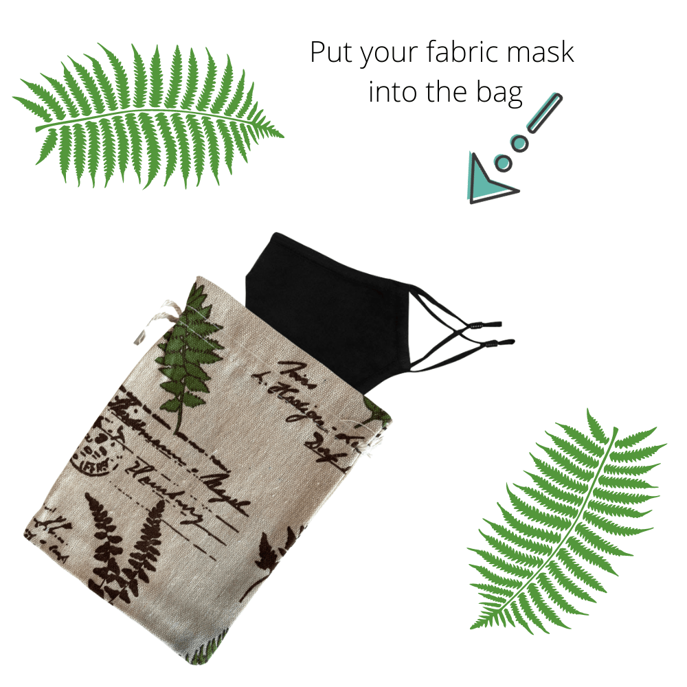 Storage Bag - Drawstring, Burlap  - Perfect for Everyday Use - Fern Face masks