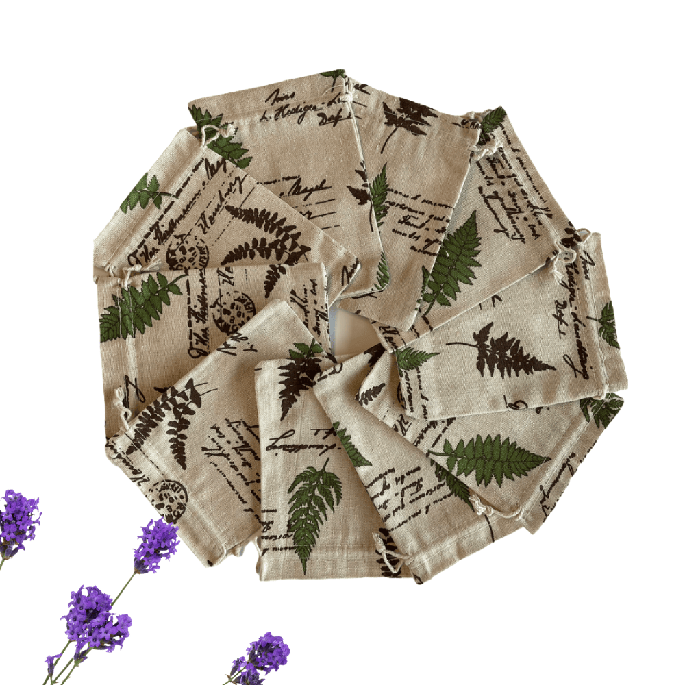 Storage Bag - Drawstring, Burlap  - Perfect for Everyday Use - Fern Face masks